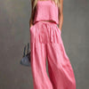Womens Two-piece Set Loose-fitting Vest And Wide-leg Pants