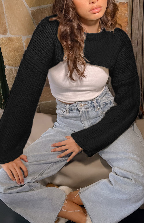 Maglione casual corto a maniche lunghe Temperamento