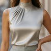 Top da donna alla moda senza maniche con collo all'americana e versatile