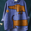 Camicia da donna estiva casual a maniche corte con stampa e colletto, taglia europea