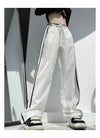Ribbon Parallel Bars Contrast Color Loose Straight Slimming Draping Pants