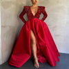 Abito da sera da donna indipendente con paillettes, per pose importanti, con temperamento sexy, gonna lunga e strascico