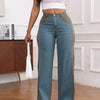 Pantaloni da donna in denim elasticizzato slim-fit a gamba larga con inserti a pannello
