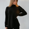 Women's Turtleneck Soft Fashion Casual Slit Sweater Suit