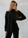 Women's Turtleneck Soft Fashion Casual Slit Sweater Suit
