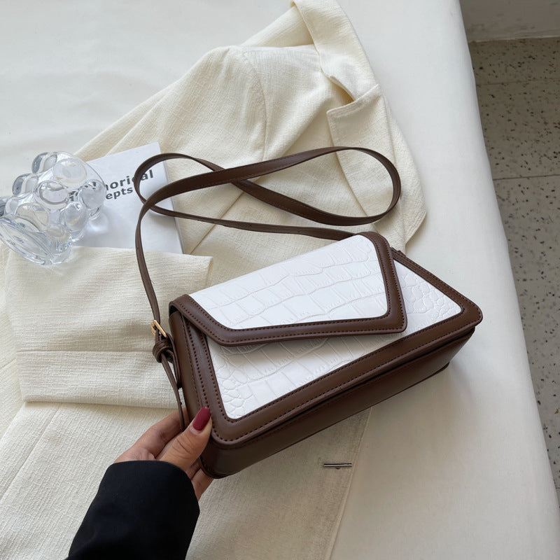 Borsa quadrata con motivo a pietra, monospalla, tutto abbinato, alta sensibilità