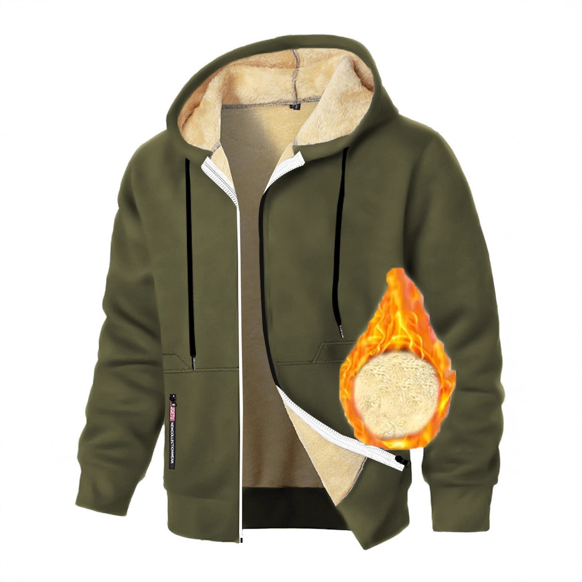 Men's Cashmere Hoodie Thickened Zipper Coat