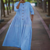 Womens Cotton-Linen Swing Midi Dress