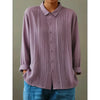Womens Cotton-Linen Long-Sleeve Loose Shirt With Lace Trim