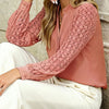 New V-neck Lace-trimmed Patchwork Long-sleeve Top