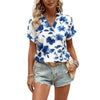 Maglietta Casual da Donna a Maniche Corte con Scollo a V e Stampa
