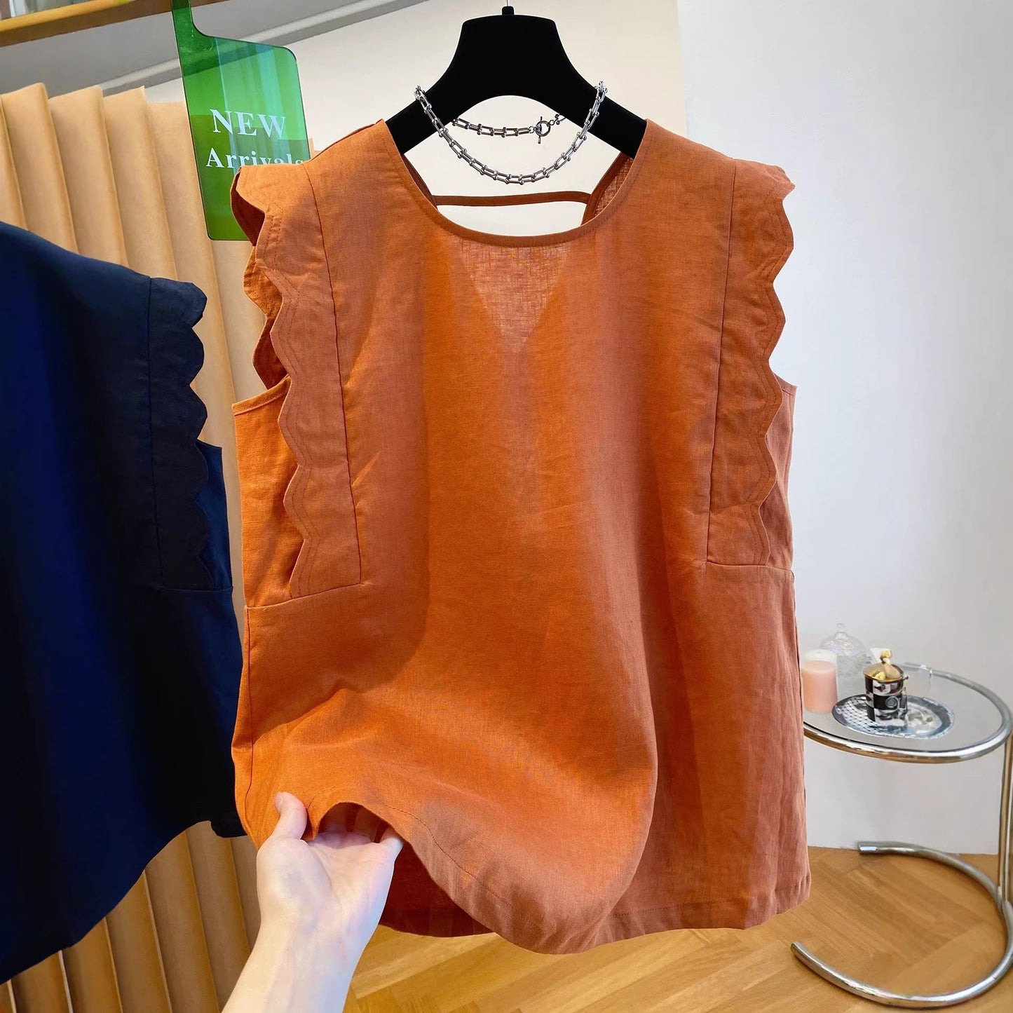 Top da donna gilet in lino retrò