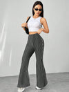 Fashion Retro Houndstooth High Waist Slim Fit Floor-length Casual Flared Pants