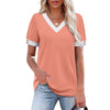 Top smanicato con scollo a V, abbinabile, abbottonato, a maniche corte, a contrasto di colore