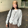 Autumn Crew Neck Baseball Uniform Sweater Coat For Women