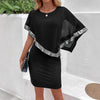 European And American Fashionable Sequins Patchwork Round Neck Fake Two-piece High-grade Women's Skirt
