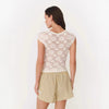 Top da donna sexy e alla moda, aderente con pizzo traforato