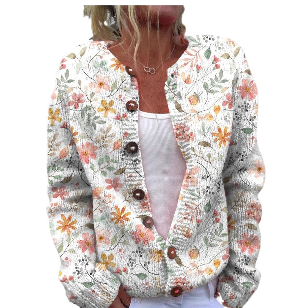 3D Digital Printing Cardigan Knitted Coat Women's Clothing