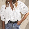 Top da donna casual elegante in pizzo traforato