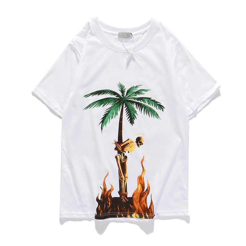 T-shirt casual con stampa fiamme