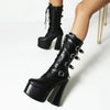 Female British Style Super High Waterproof Platform Thick Heel Platform Martin Boots