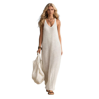 Beach Vacation Strap Knit Maxi Dress