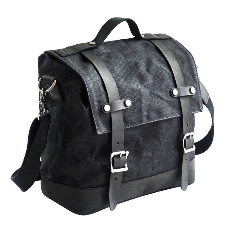 Borsa laterale per moto in tela spessa, impermeabile e di grande capacità