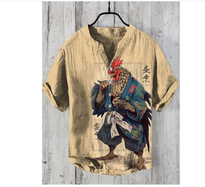 Summer Plus Size Men's Short-sleeved Shirt Three Buttons