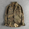 Retro Men Cargo Pocket Design Camouflage Shirt Coat
