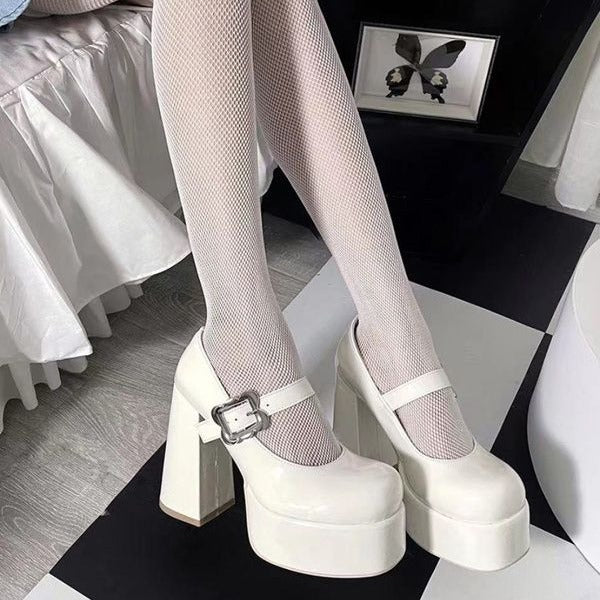 Chunky Heel Round Head Pumps Women