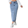 Womens Solid-Color High-Waist Plus-Size Split Pencil Skirt