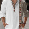 Thin Casual Digital Bamboo Linen Hawaiian Long Sleeve Shirt