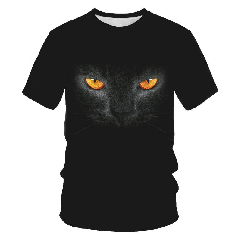 T-shirt da uomo con stampa digitale e maniche corte con gatto carino
