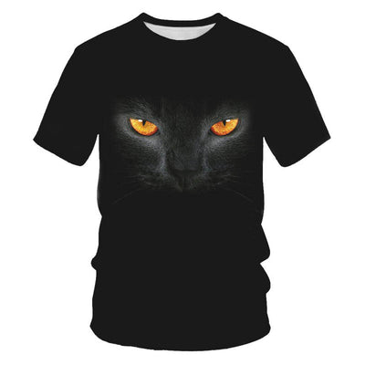 T-shirt da uomo con stampa digitale e maniche corte con gatto carino