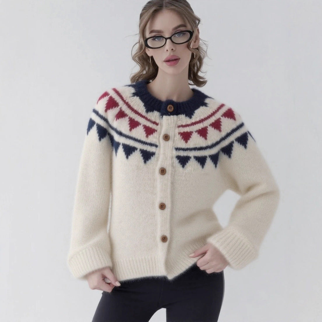 Round Neck Loose All-match Soft Glutinous Knitted Coat