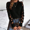 New Hollow Cloth Stitching Long Sleeve Women's Knitwear