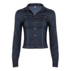 Retro Style Blue Flanging V-neck Shirt Long Sleeve T-shirt
