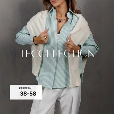 Camicia a righe taglie forti da donna, vestibilità morbida
