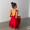 Elegant Red Evening Gown With A Bold Open Back Sleeveless Spaghetti Strap A Line Dress