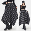 Irregular Plaid Skirt Women's Retro Plaid