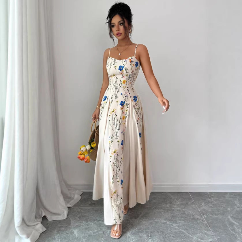 Womens Casual Minimalist Floral Halter Dress