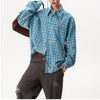 Giacca-camicia a maniche lunghe in fantasia scozzese trendy stile americano