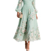 Womens Spring Chiffon Long-Sleeve Pleated Dress