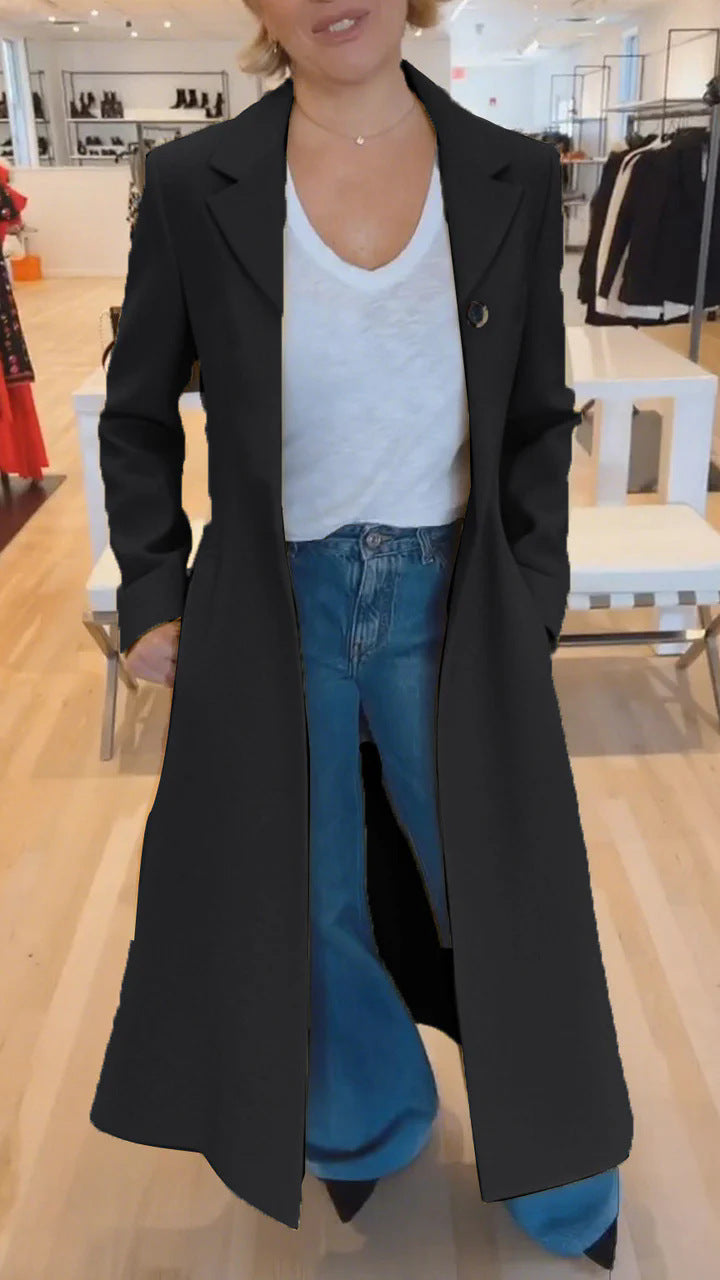 Cappotto da donna con revers e stampa leopardata, trench casual, abbigliamento da donna