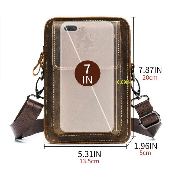 Men's Leather Belt Multi-functional Shoulder Messenger Bag
