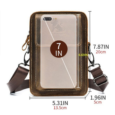 Men's Leather Belt Multi-functional Shoulder Messenger Bag