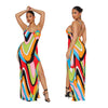 Neck-hanging Rainbow-print Dress For Women