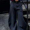 Elegant Grey Scimitar Wide-Leg Pants
