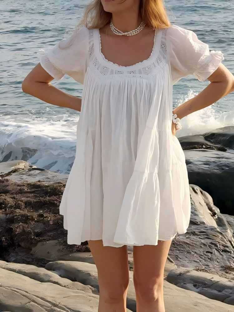 Lace White Dress Women's A-line Skirt