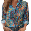 Womens 3D-printed Floral Loose-fit Blouse